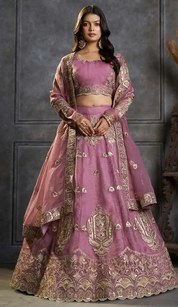 Designer Purple Lehenga Choli in Organza with Embroidery Work 176182489