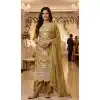 Mustard Embroidered Organza Salwar Suit 15170221212