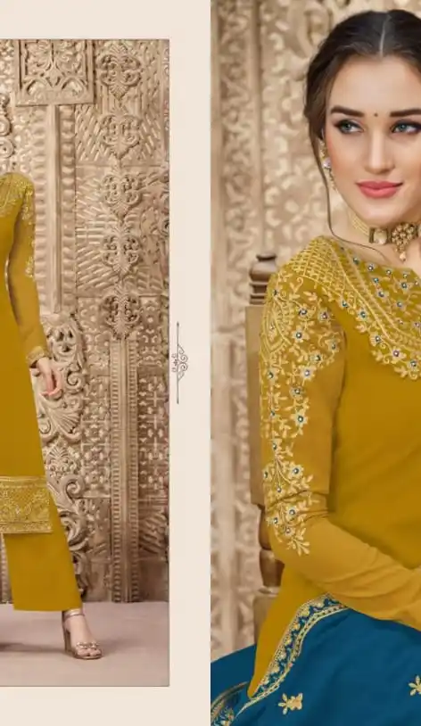 Mustard Color Party Wear Salwar Kameez | FH607088458