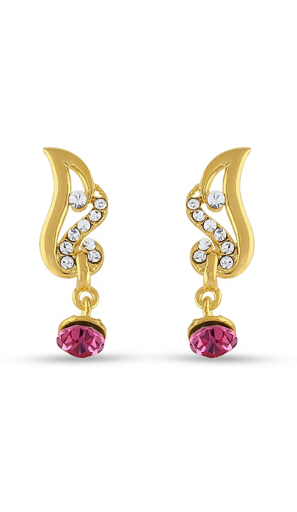 Perfect Look In Pink & Golden Yellow Color Earrings