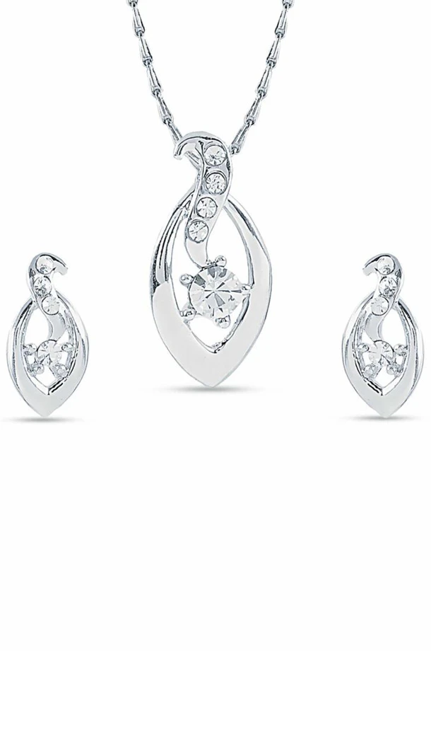 Women's Art Silver Color Precious Jewellery Pendant Set