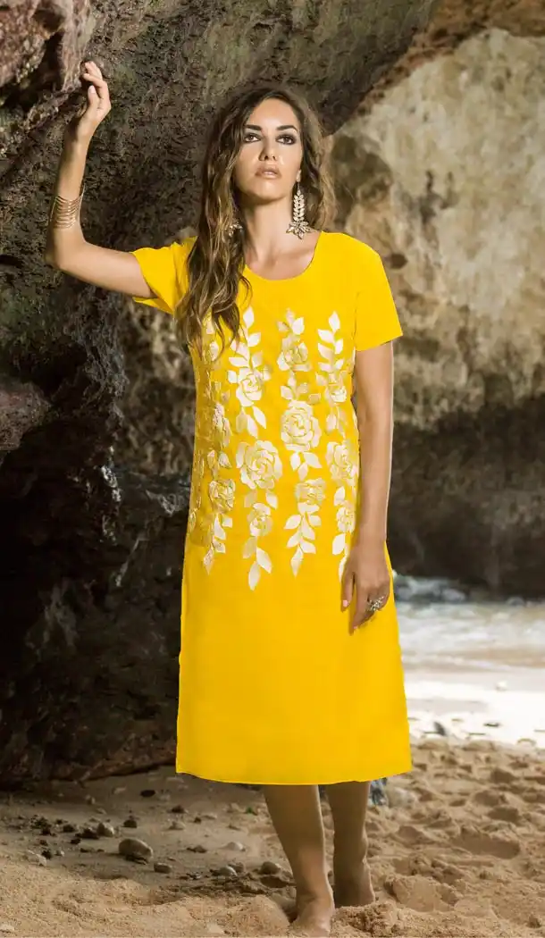 Incredible Straight Kurti Style in Georgette & Yellow Color | FH379162474