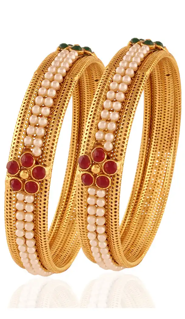 New Design Red, Beige and Gold Color Bangles For Women's | FH380462637