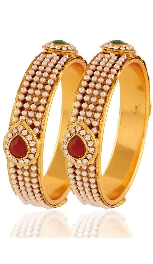 Beautiful Precious Jewellery Bangles For Womens In Red, Beige and Gold Color | FH380462640