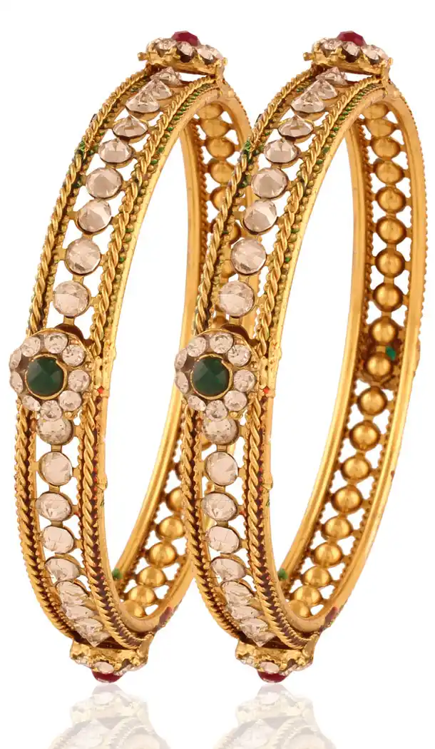 Perfect Look In Beige, Green and Gold Color Bangles | FH380562643