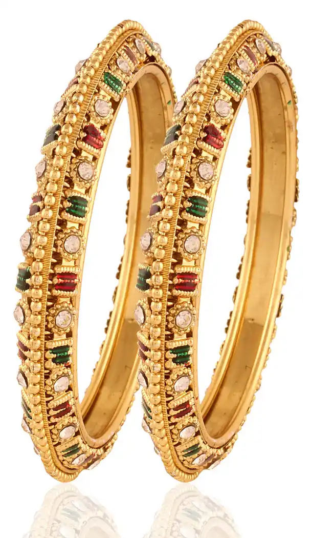 Perfect Look In Red, Green and Gold Color Bangles | FH380562645