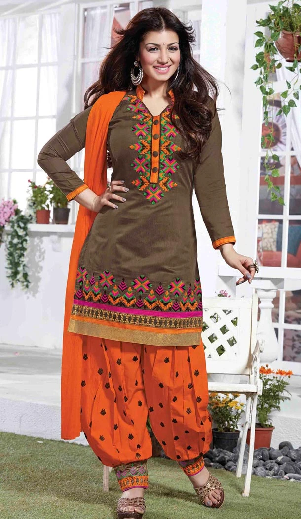Ayesha Takia ! Patiala Style Salwar Kameez in Orange Color | FH381262743