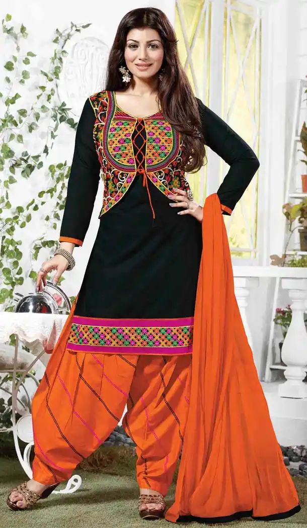 Ayesha Takia Patiala Style Black with Butta Work and Cotton Fabric Salwar Kameez | FH381262752