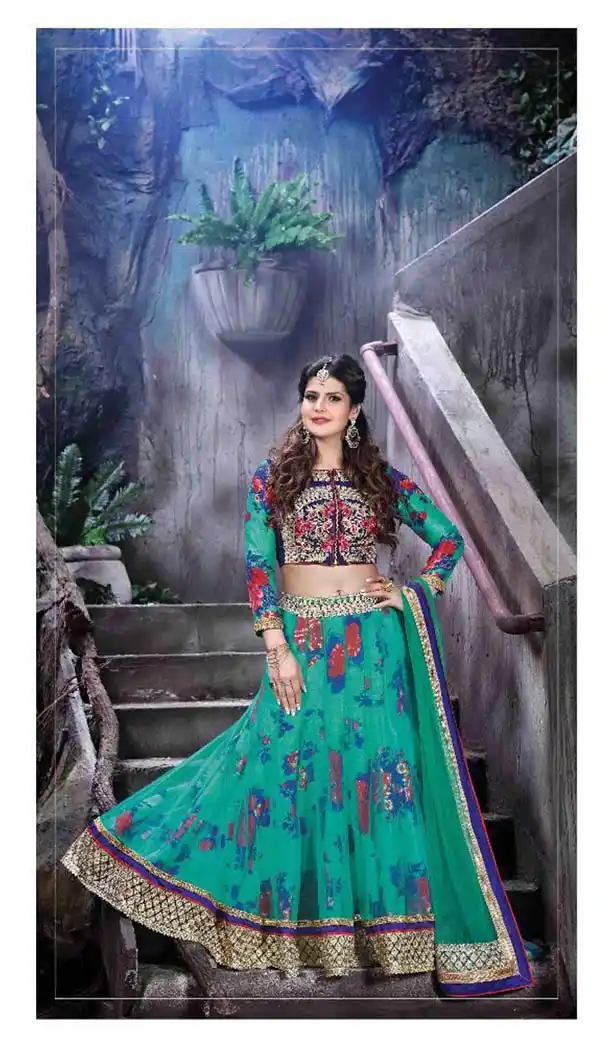 Bollywood Actress Zarine Khan Black color and Net fab A Line Style Lehenga FH381762797