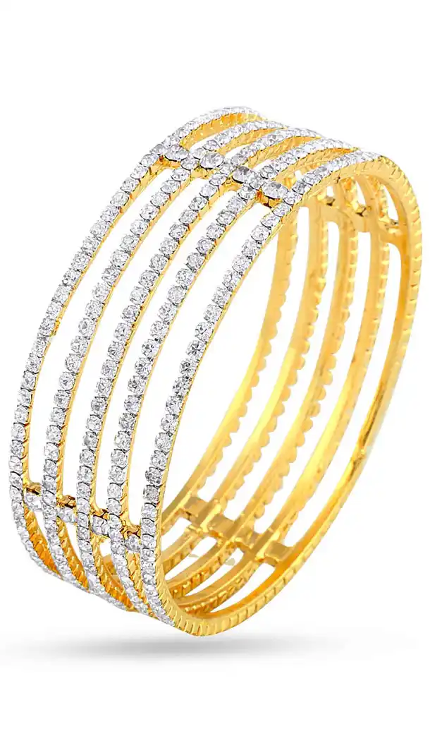 American Diamond Work Gorgeous Silver and Gold Bangles | FH382862918