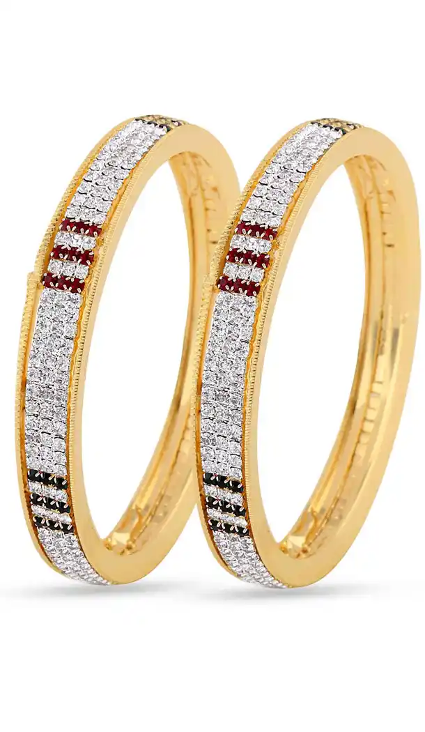 American Diamond Work Gorgeous Red, Silver and Gold Bangles | FH382862919