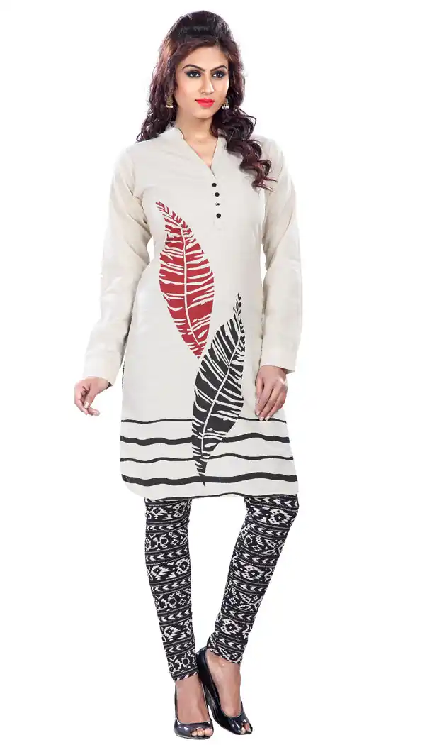 Off White Color Cotton Straight Readymade Kurtis | FH383863091