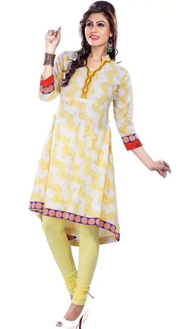 Cotton and White Color Readymade lovely lace Kurtis | FH383963099