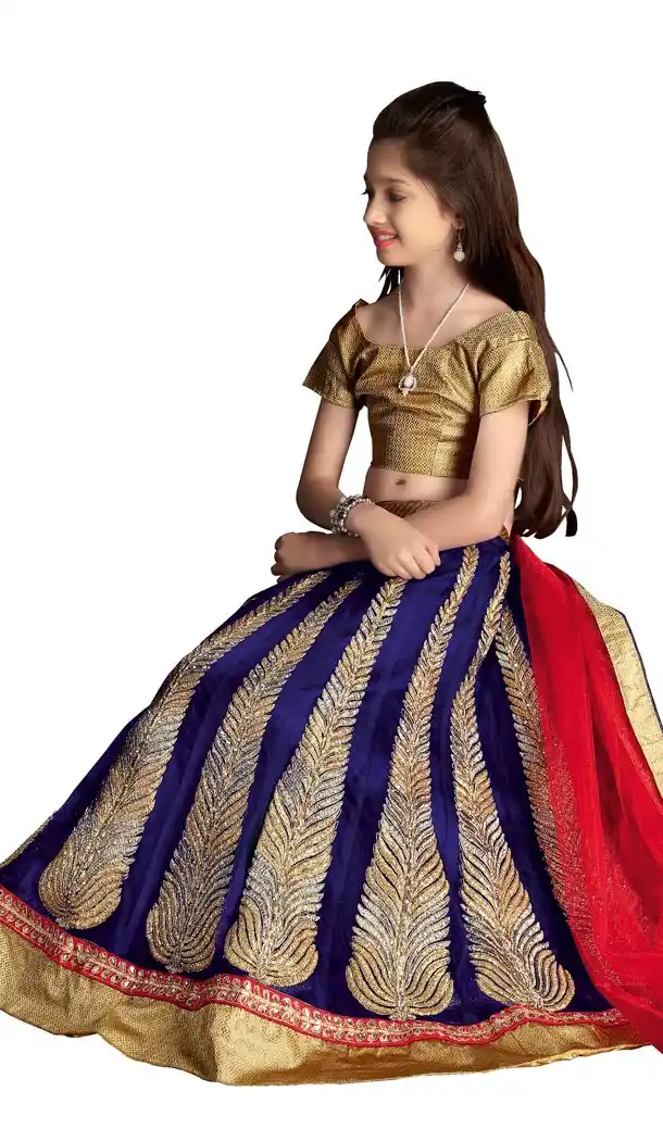royal blue color net a line lehenga kids lehenga cholis online