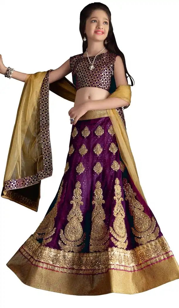 Purple Color Net A Line Lehenga Kids Lehenga Cholis online | 384063062