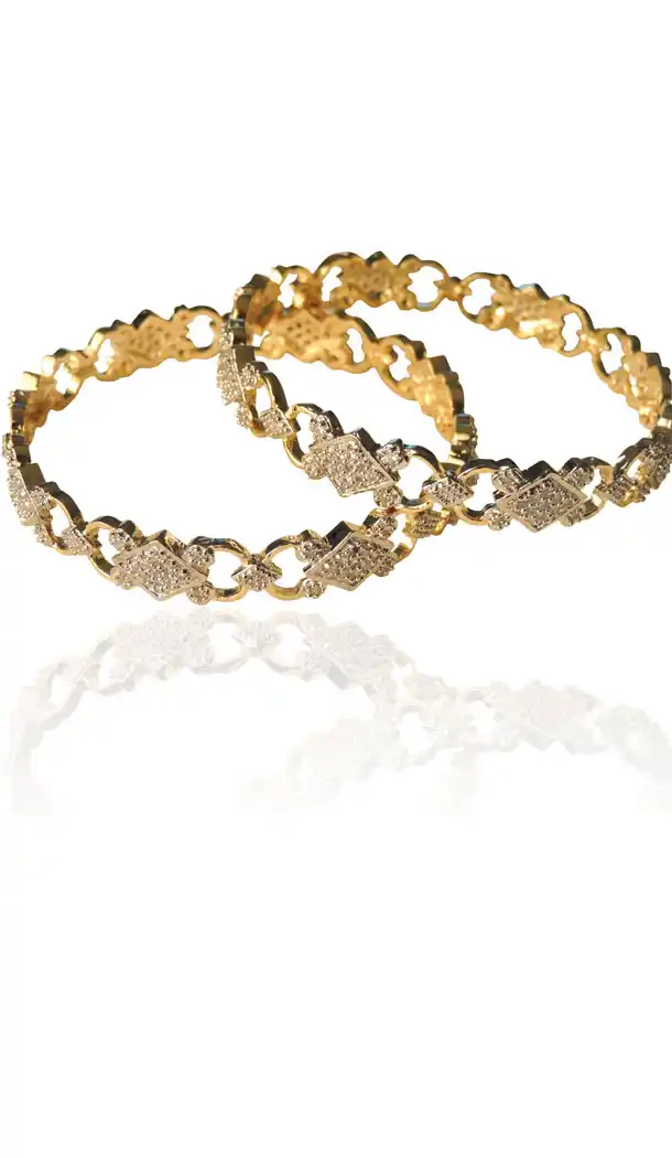 Beautiful American Diamond Silver Fashion Bangles | FH384263075