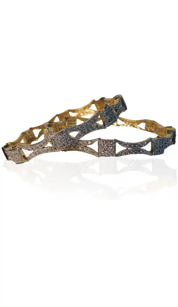 Bangles in American Diamond with Silver and Gold Color for women's | FH384263077