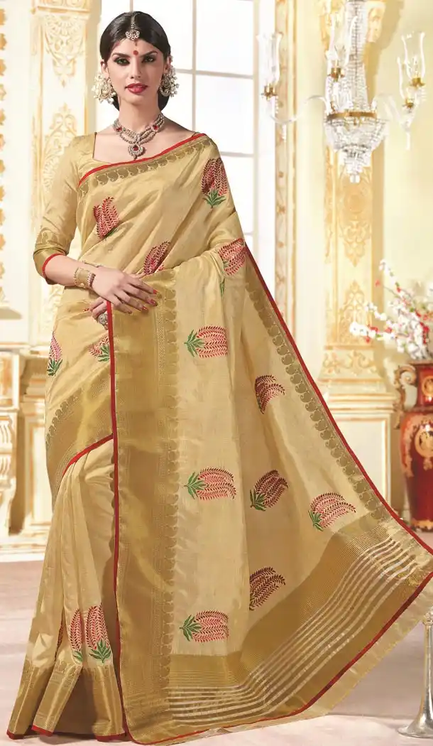 Women's Classic Looking Tussar Silk Brown Saree and Stitched Blouse| FH385363232