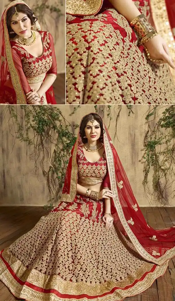 Bridal Wedding A Line Lehenga in Red Color | FH386063321
