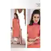 Salmon with Georgette Straight Cut Plazo Pant Salwar Kameez | FH386563400