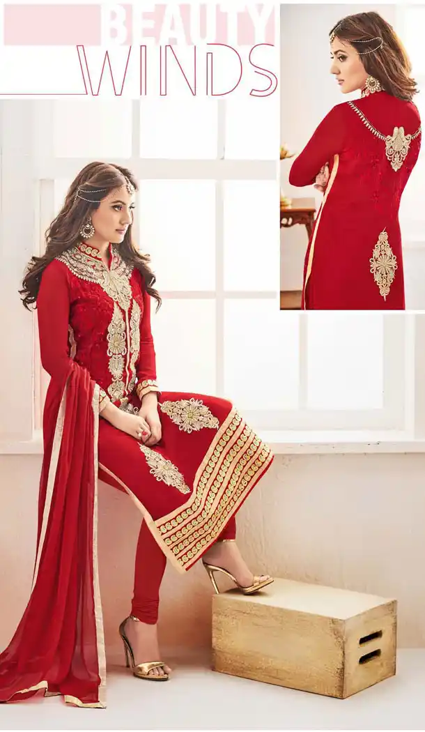 Neha Sharma ! Churidar Style Salwar Kameez in Red Color | FH386863427