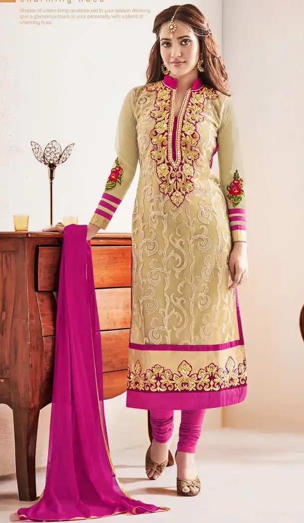 Neha Sharma ! Churidar Style Salwar Kameez in Pink Color | FH386863428