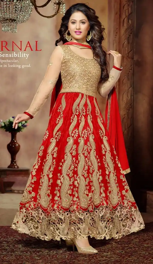 Akshara ! Narrow Pants Style Silk Salwar Kameez in Red Color | FH387763476