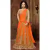Akshara ! Narrow Pants Style Silk Salwar Kameez in Orange Color | FH387763480