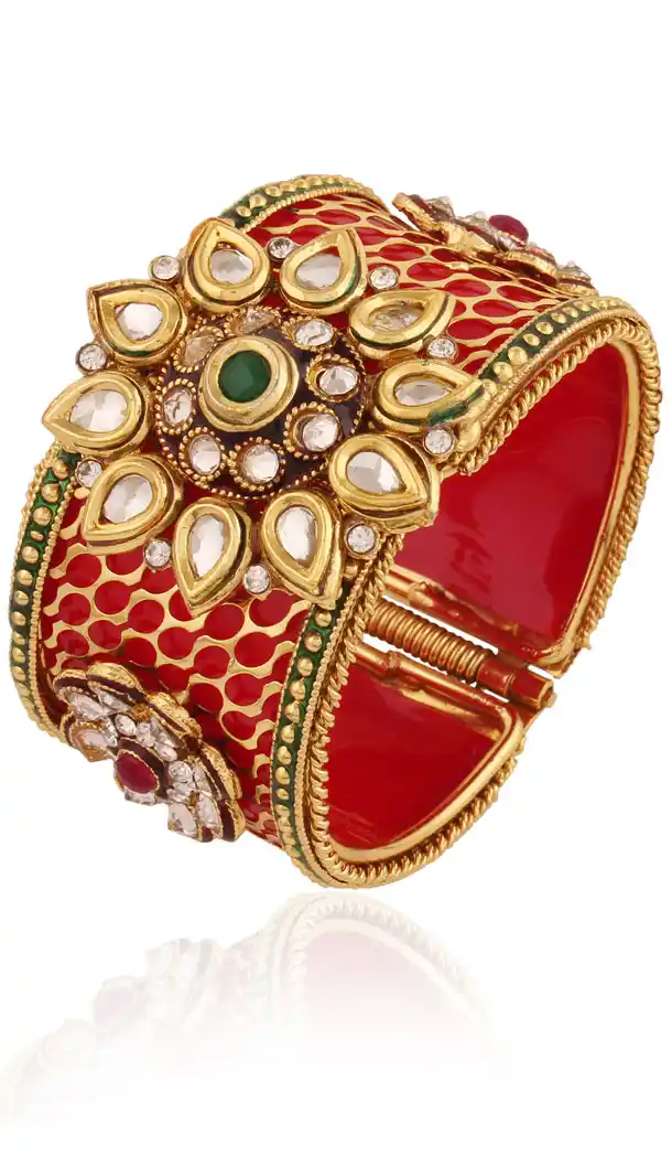 Crystal Quartz Stone Red,Green,Gold Color Bangles | FH390864113