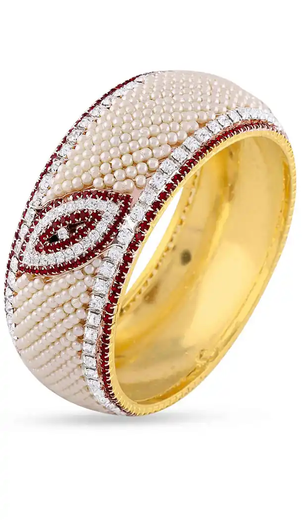American Diamond Red,Beige,Gold Color Bangles | FH390864115