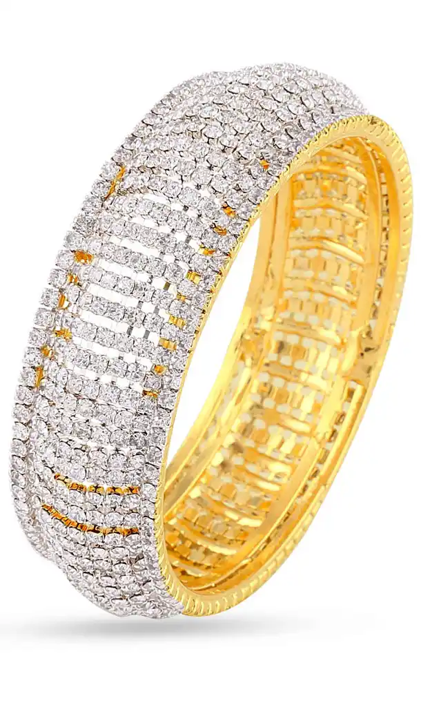 American Diamond Beige and Gold Color Bangles | FH390864116