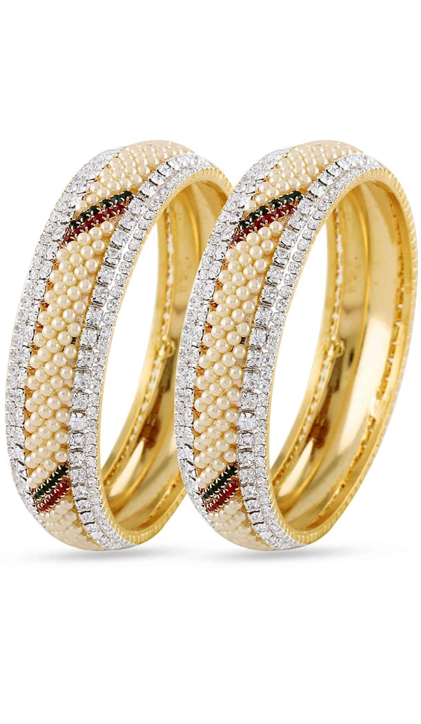 Red,Silver and Gold American Diamond Bangles For Women's | FH390964120