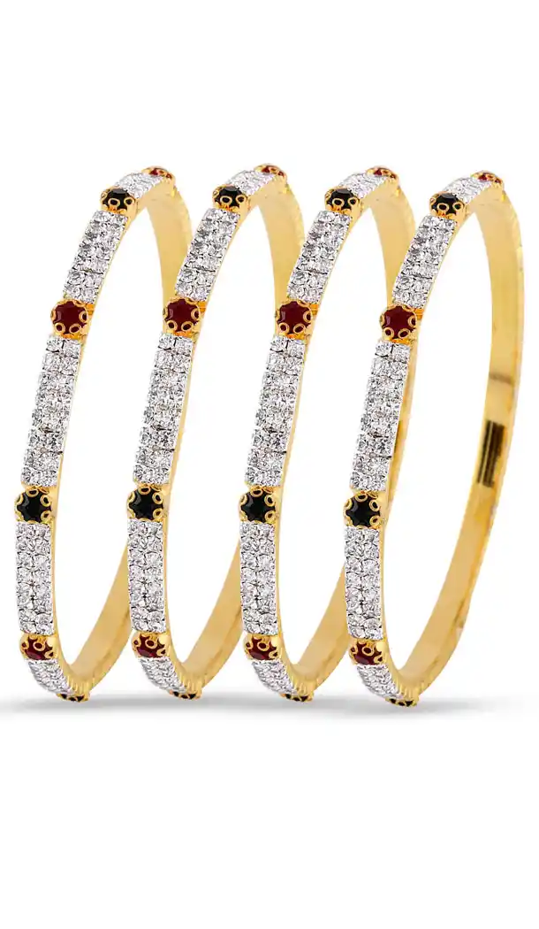Red,Green,Silver and Gold American Diamond Bangles For Women's | FH390964121