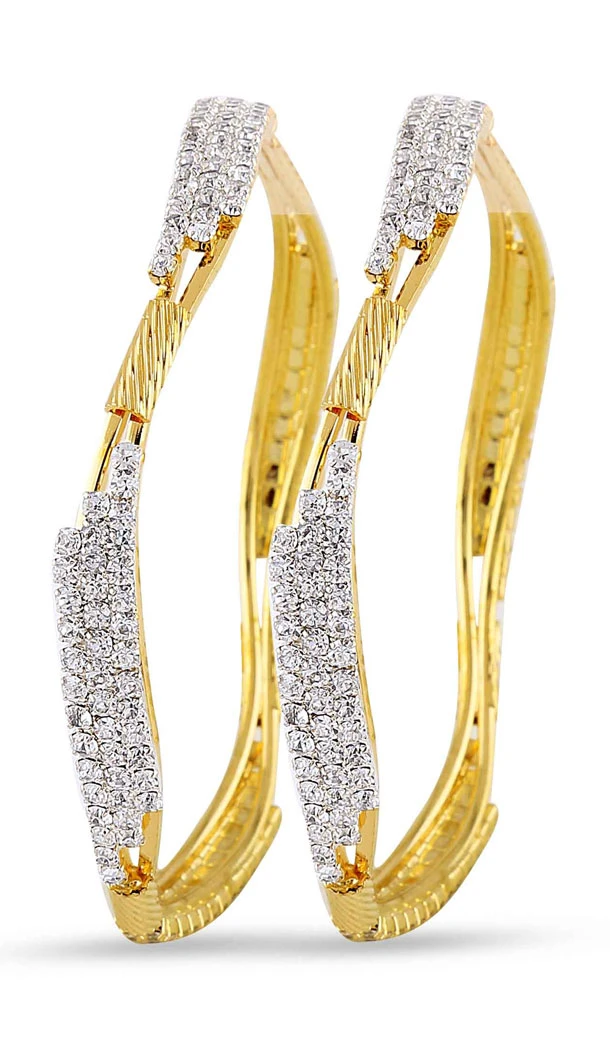 Silver and Gold American Diamond Bangles For Women | FH390964122