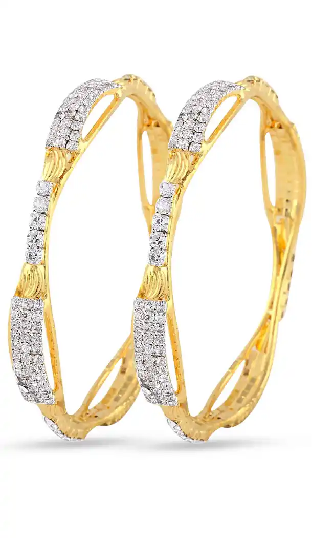 Silver and Gold American Diamond Bangles | FH390964123