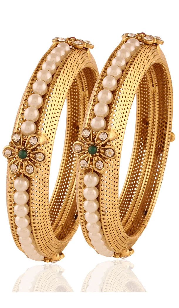 Perfect look Silver and Gold American Diamond Bangles | FH390964126