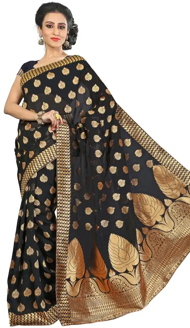 Pure Banarasi Silk Saris in Black Color | FH394664383