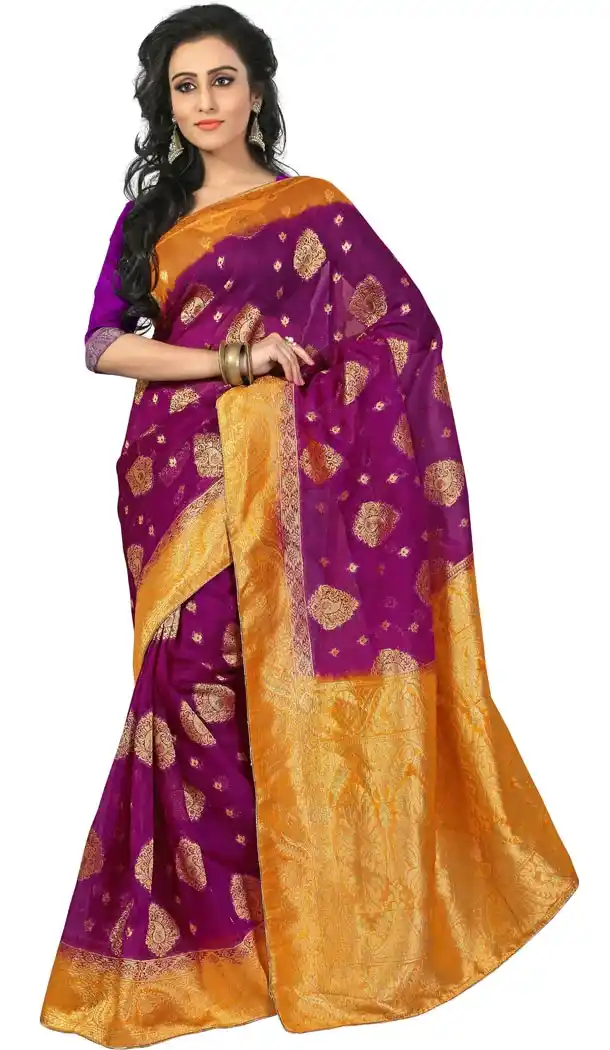 Pure Banarasi Silk Saris in Purple Color | FH394664388