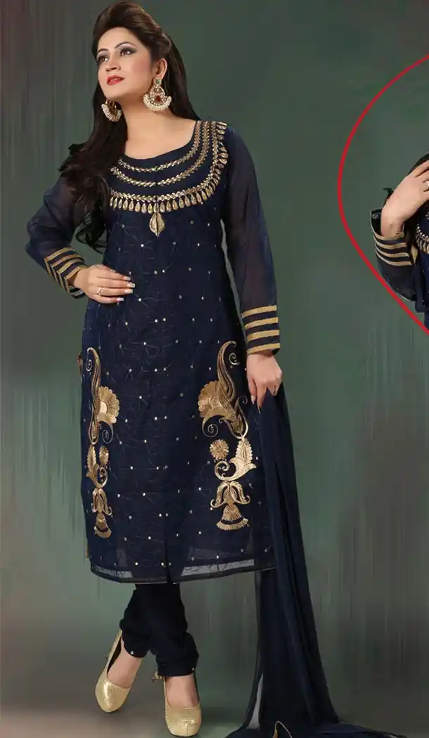 Readymade Suits Online in Navy Blue Color and Art Silk Fabric | FH395064424