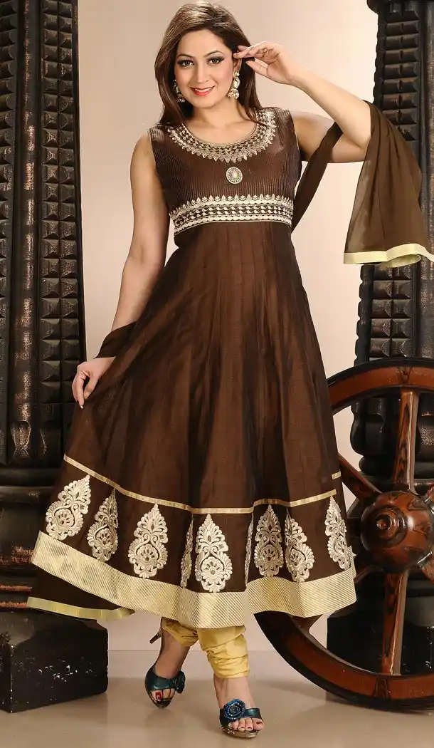 Readymade Suits Online in Chocolate Color and Art Silk Fabric | FH395164434