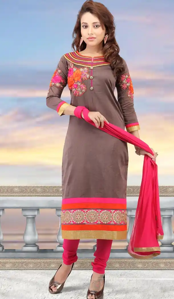 Readymade Suits Online in Rosy Brown Color and Art Silk Fabric | FH395164445