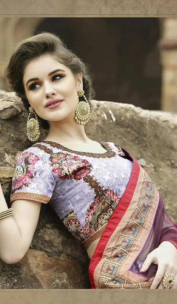 Lavender Georgette Lehenga Online Shopping | FH396664591