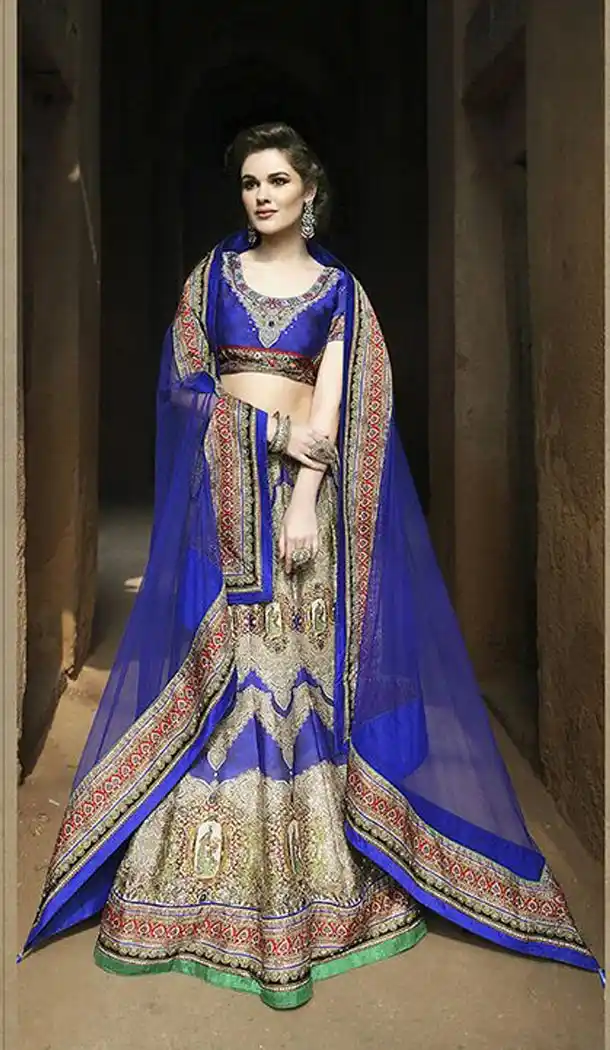 Deep Blue Georgette Lehenga Online Shopping | FH396664593