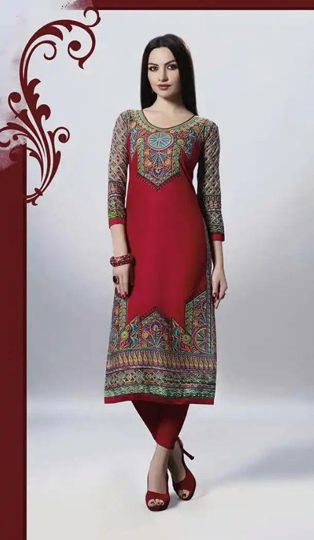 Brick Red Cotton Daily Wear Readymade Kurtis Online | FH399064804