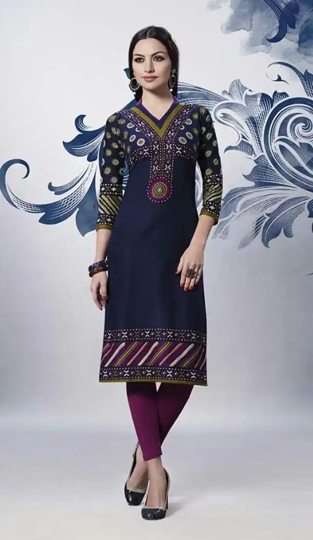 Navy Blue Cotton Daily Wear Readymade Kurtis Online | FH399064815