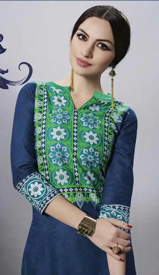 Navy Blue Cotton Daily Wear Readymade Kurtis Online | FH399064817