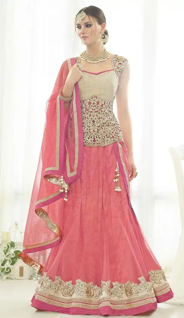 Women Salmon Net Lehenga Online Shopping | FH399264911