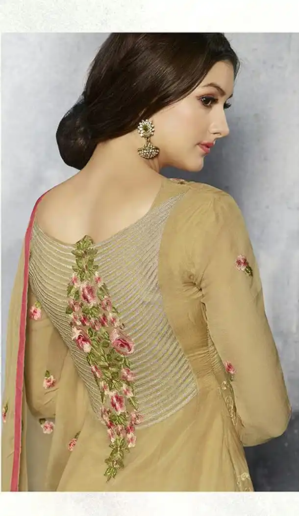 Tan Brown Georgette Kameez with Narrow Pant online | FH399465019