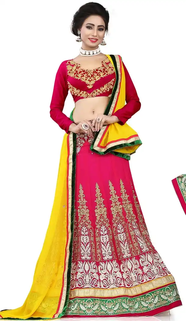 Deep Pink Net and Velvet Lehenga Online Shopping | FH399265095