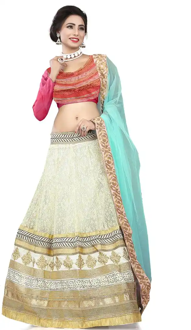 Off White Art Silk Lehenga Online Shopping | FH399265098